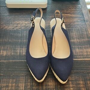 Navy Slingback Espadrille Wedges